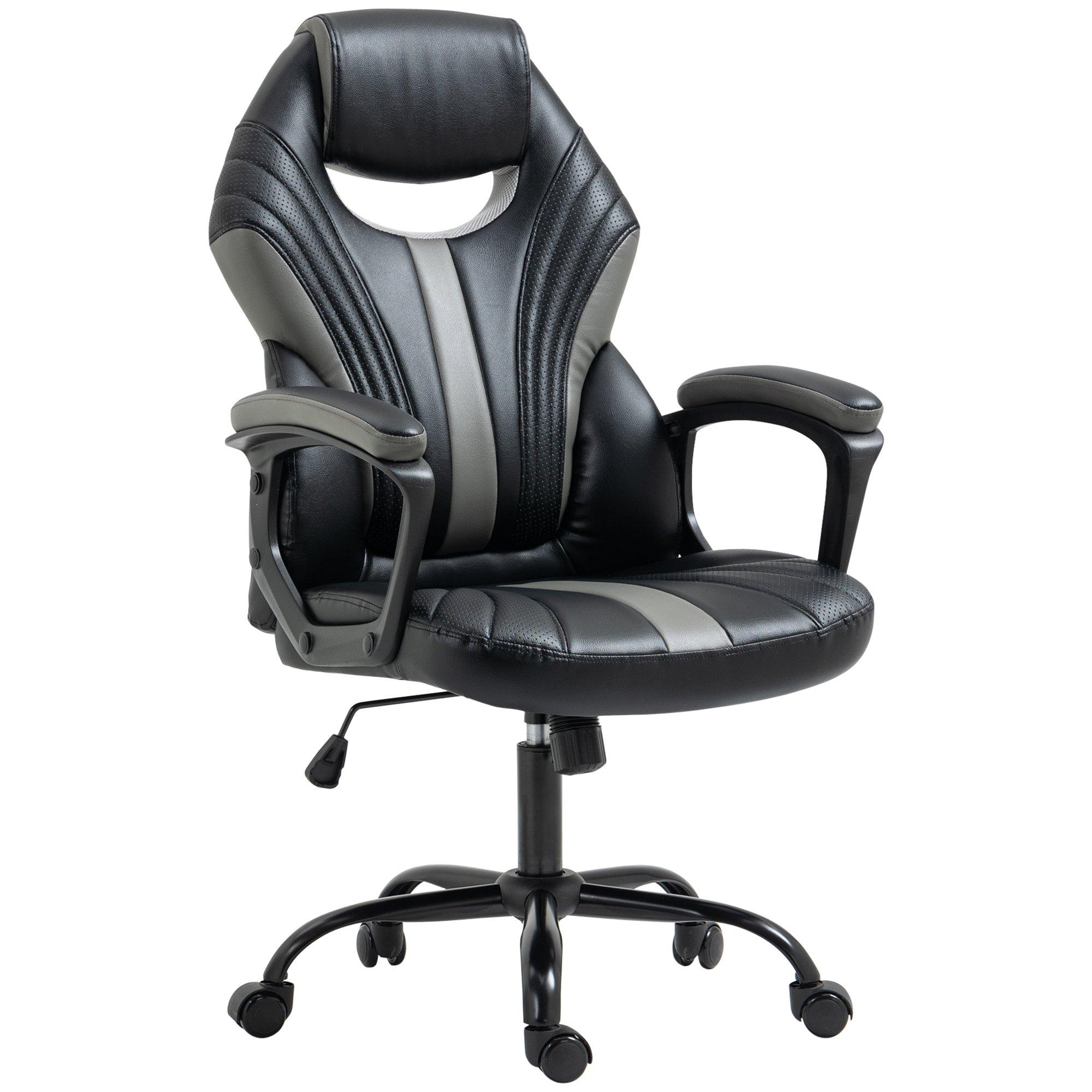 Faux Leather Gaming Chair Swivel Home Office Computer Desk Chair
